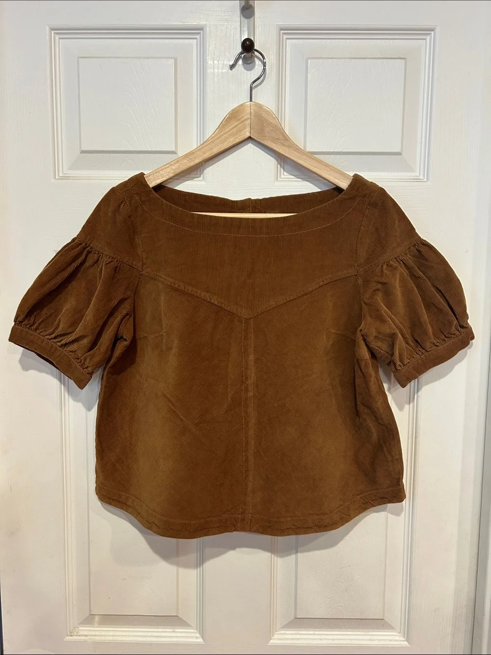 Free People Puff Sleeve Corduroy Top - Brown